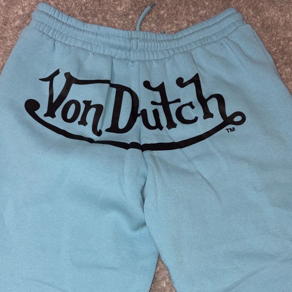 Von Dutch Sky Blue Sweatpants with Black Logo